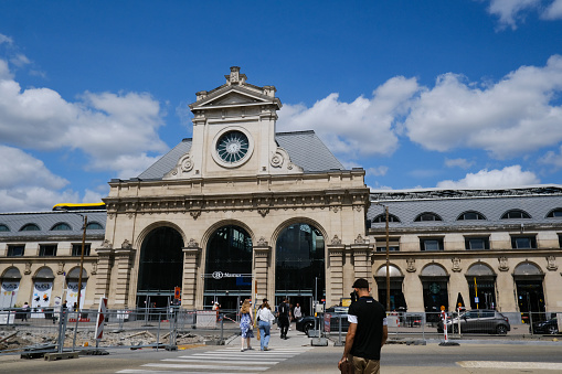 Exterior view of the railway station  in the city center of Namur in Belgium on July 22, 2023.
