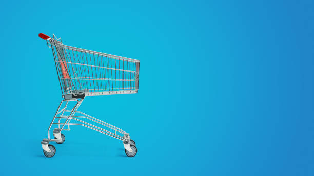 istock Empty small supermarket shopping cart 1569888972