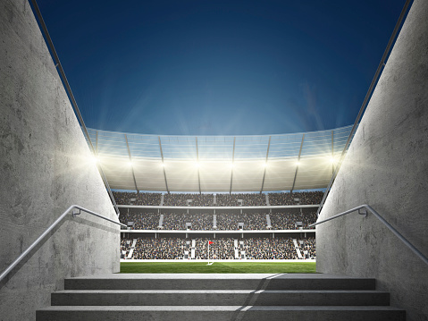 3d rendering of stairs to a soccer stadium