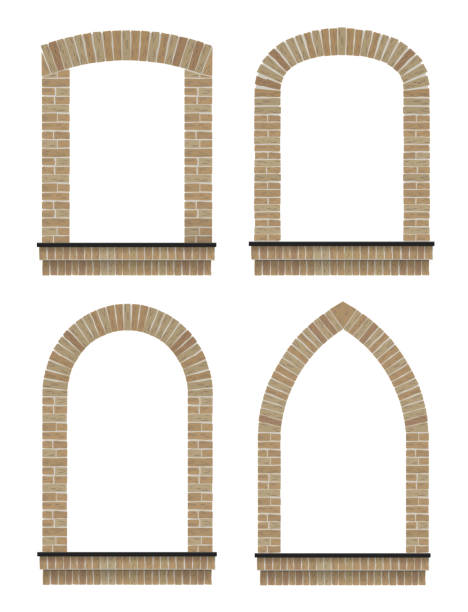 istock Vintage arcade wall of the old brick set 1569915051