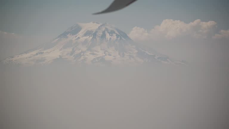 Flying over Mt Rainier, Washington