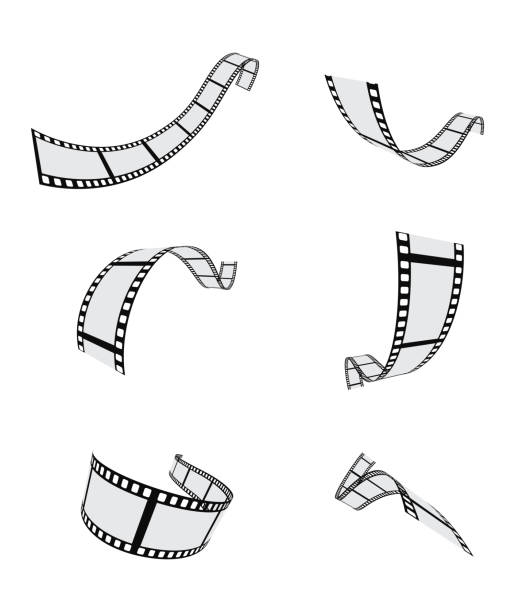 film reel 3d design vintage film reel 3d design icon set isolated on white background film negative roll stock illustrations