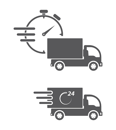 Car van delivery 24 hours icon with timer
