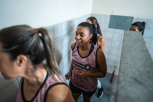 istock Female volleyball team going to the match 1569939167