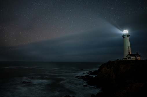 Beautiful night view of Tacking Point Lighthouse, Port Macquarie, Australia.