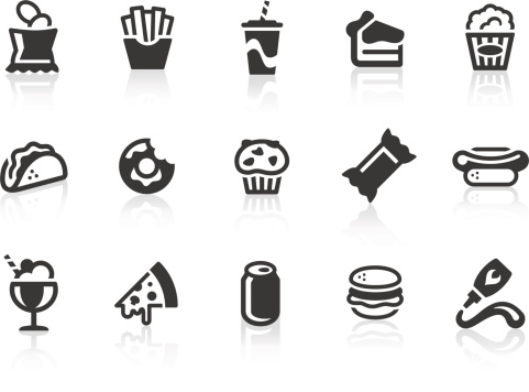 Junk food related vector icons for your design or application. 