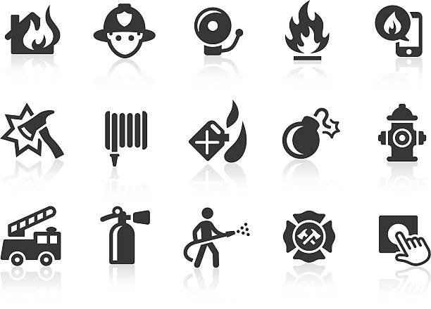 Fire Department icons Monochromatic fire department related vector icons for your design and application. Raw style. Files included: vector EPS, JPG, PNG. emergency services equipment stock illustrations