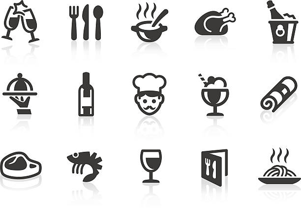 ilustrações de stock, clip art, desenhos animados e ícones de ícones de restaurante - food steak meat dinner