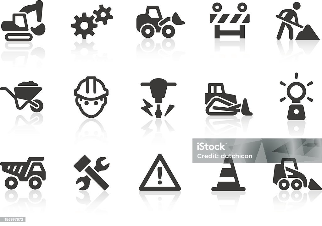 Schwarz und Weiß im Bau Symbole - Lizenzfrei Icon Vektorgrafik