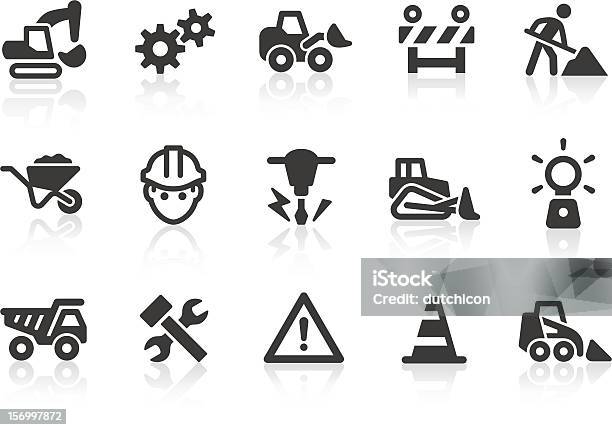 Schwarz Und Weiß Im Bau Symbole Stock Vektor Art und mehr Bilder von Icon - Icon, Baugewerbe, Baustelle