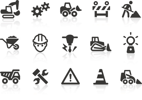 Simple under construction and road work related vector icons for your design and application. Files included: vector EPS, JPG, PNG.