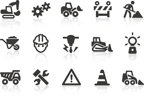 Vector illustration of Black and white under construction icons