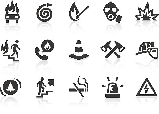 Fire Brigade icons Monochromatic fire brigade related vector icons for your design and application. Raw style. Files included: vector EPS, JPG, PNG. caution step stock illustrations