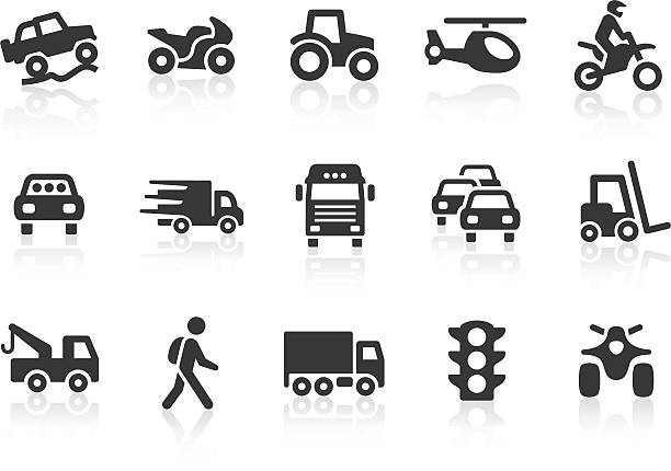 Transport icons Monochromatic transport related vector icons for your design and application. Raw style. Files included: vector EPS, JPG, PNG. car traffic jam traffic driving stock illustrations