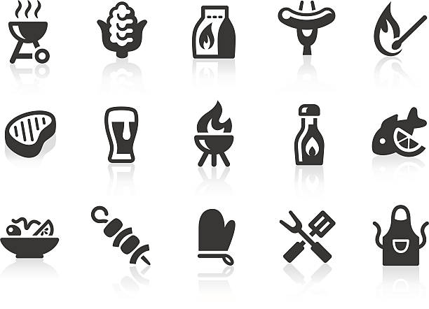 バーベキューのアイコン - symbol food salad icon set点のイラスト素材／クリップアート素材／マンガ素材／アイコン素材