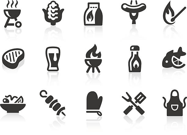 ilustrações, clipart, desenhos animados e ícones de ícones de churrasco - cooking clothing foods and drinks equipment