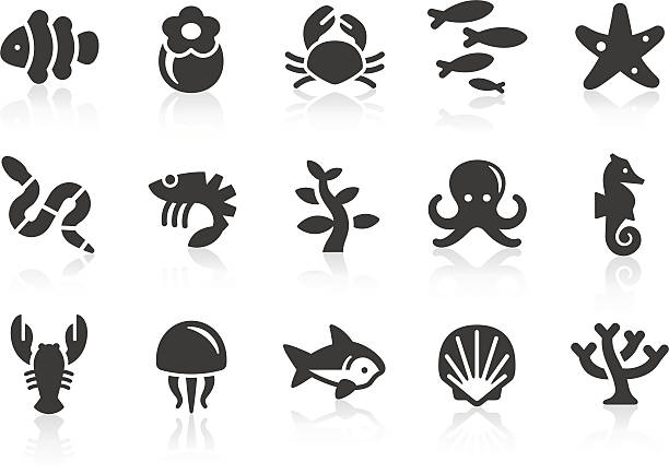 바다빛 생은 아이콘 - computer icon symbol sea life prepared crab stock illustrations