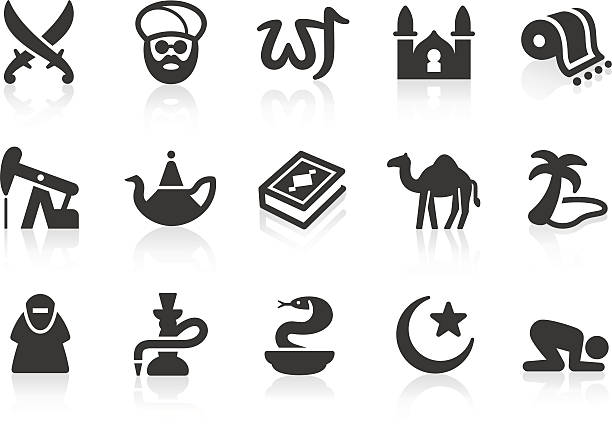 illustrazioni stock, clip art, cartoni animati e icone di tendenza di icone della cultura araba - bin laden