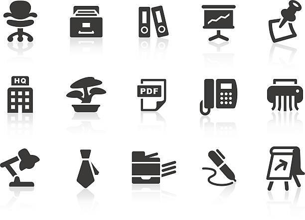 ilustrações, clipart, desenhos animados e ícones de conjunto de simples escritório e ícones relacionadas ao trabalho - pdf symbol document icon set