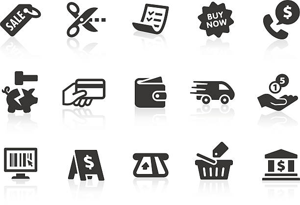 shopping icons 2 - cutting finance currency reduction stock-grafiken, -clipart, -cartoons und -symbole