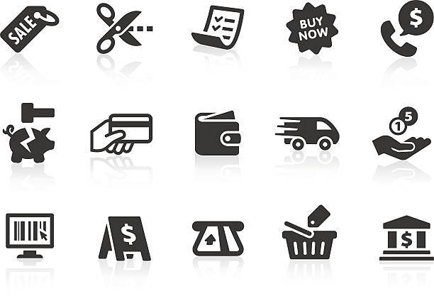 Shopping icons 2 Simple shopping related vector icons for your design and application. Files included: vector EPS, JPG, PNG and icons with euro (€) symbol. bank financial building clipart stock illustrations