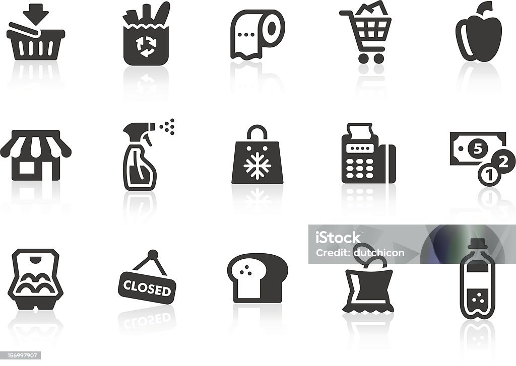 Supermarket icons Monochromatic supermarket related vector icons for your design and application. Raw style. Files included: vector EPS, JPG, PNG. Icon Symbol stock vector