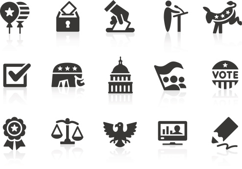 Simple election and politics related vector icons for your design and application. Files included: vector EPS, JPG, PNG.