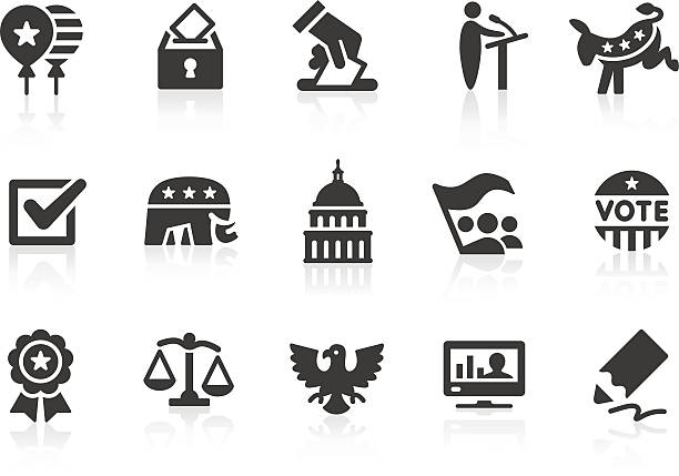 Election icons 1 Simple election and politics related vector icons for your design and application. Files included: vector EPS, JPG, PNG. elephant symbols stock illustrations