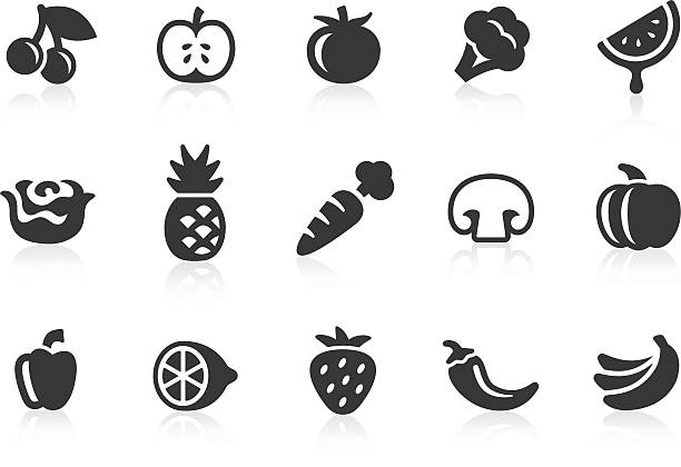 obst und gemüse-icons 1 - fruit icons stock-grafiken, -clipart, -cartoons und -symbole