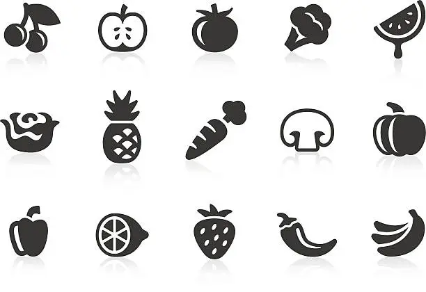 Vector illustration of Fruits and Vegetables icons 1