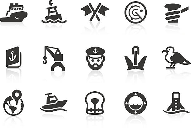 illustrazioni stock, clip art, cartoni animati e icone di tendenza di icone di porta - anchor harbor vector symbol