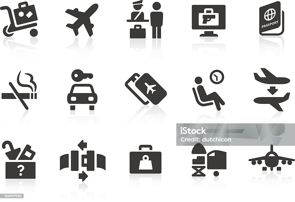 Простой аэропорт и поездок Векторные иконки - Векторная графика Иконка роялти-фри