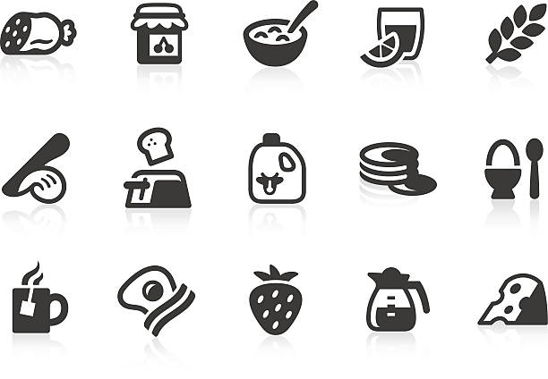 ilustraciones, imágenes clip art, dibujos animados e iconos de stock de iconos de desayuno - bowl