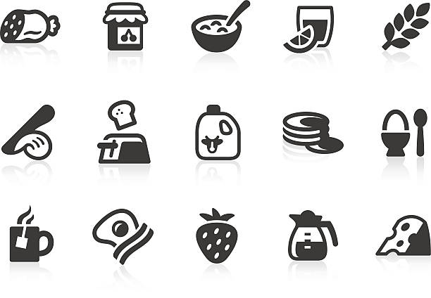 illustrazioni stock, clip art, cartoni animati e icone di tendenza di icone di colazione - scodella immagine