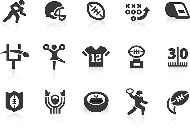 American Football icons Monochromatic American football related vector icons for your design and application. Raw style. Files included: vector EPS, JPG, PNG. sports jersey stock illustrations