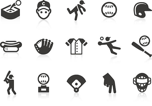 illustrations, cliparts, dessins animés et icônes de icônes de baseball - baseball base ball hat