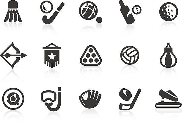 sportgerät silhouette icon-set - poolkugel stock-grafiken, -clipart, -cartoons und -symbole