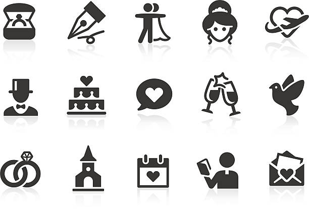 illustrations, cliparts, dessins animés et icônes de icônes de mariage - cadeau pacs