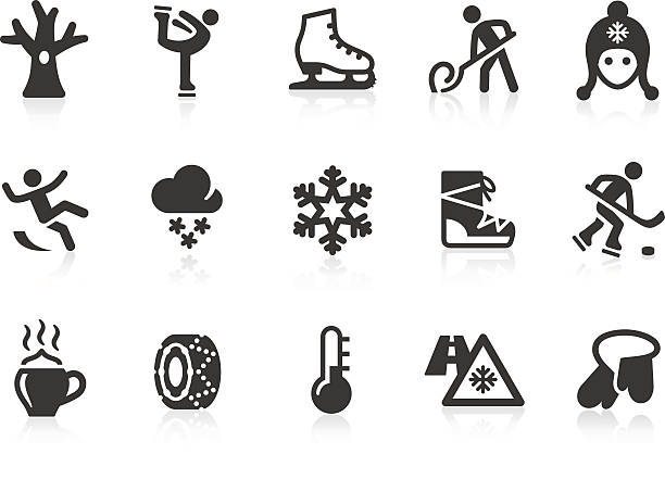 Winter icons Monochromatic winter related vector icons for your design and application. Raw style. Files included: vector EPS, JPG, PNG. ice skating stock illustrations