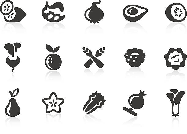 ilustrações de stock, clip art, desenhos animados e ícones de frutas e vegetais ícones 2 - freshness food serving size kiwi