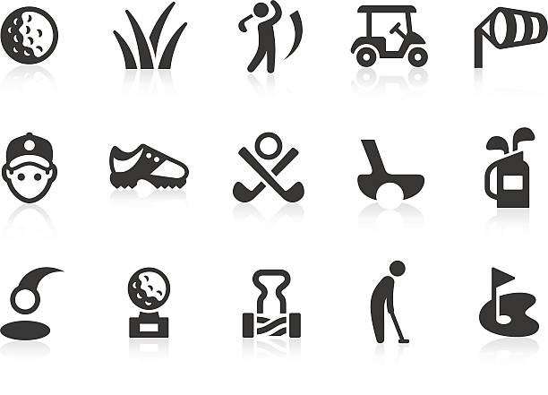 Golf icons Monochromatic golf related vector icons for your design and application. Raw style. Files included: vector EPS, JPG, PNG. golf icons stock illustrations