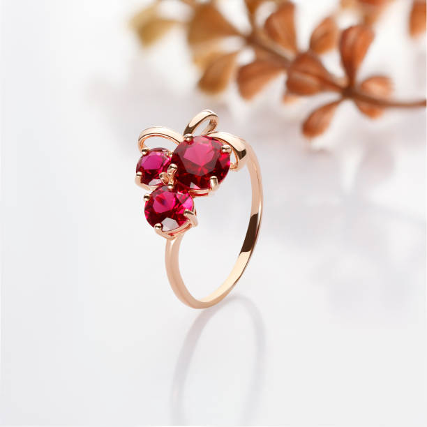 Elegant jewelry set. Jewellery set with gemstones. Jewelry accessories collage. Product still life concept. Ring, necklace and earrings. stock photo