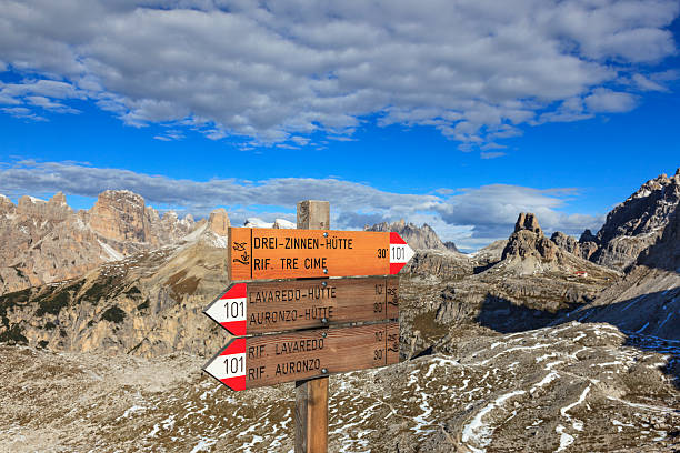 istock Footpath signs in dolomites mountain 156999126