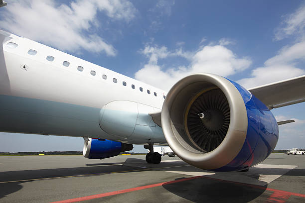 istock airplane turbine on runway 157000807
