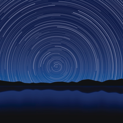 Layered vector illustration of Star Trail with long exposure effect.