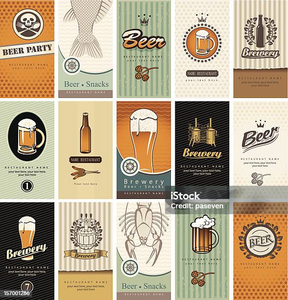 Temat Piwa - Stockowe grafiki wektorowe i więcej obrazów Etykieta - Etykieta, Piwo, Butelka piwa