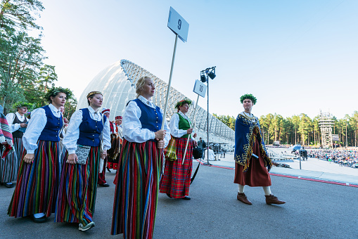 Riga, Latvia - July 8, 2023: Singers before performing at the concert in Mezaparks