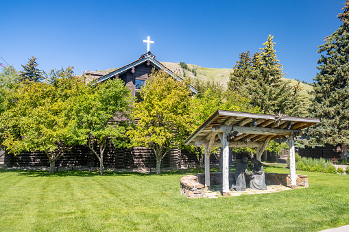 Nativity Sculpture at St John's Episcopal Church at Jackson (Jackson Hole) in Teton County, Wyoming, completed for the church by Amy Bright Unfried in 2007.