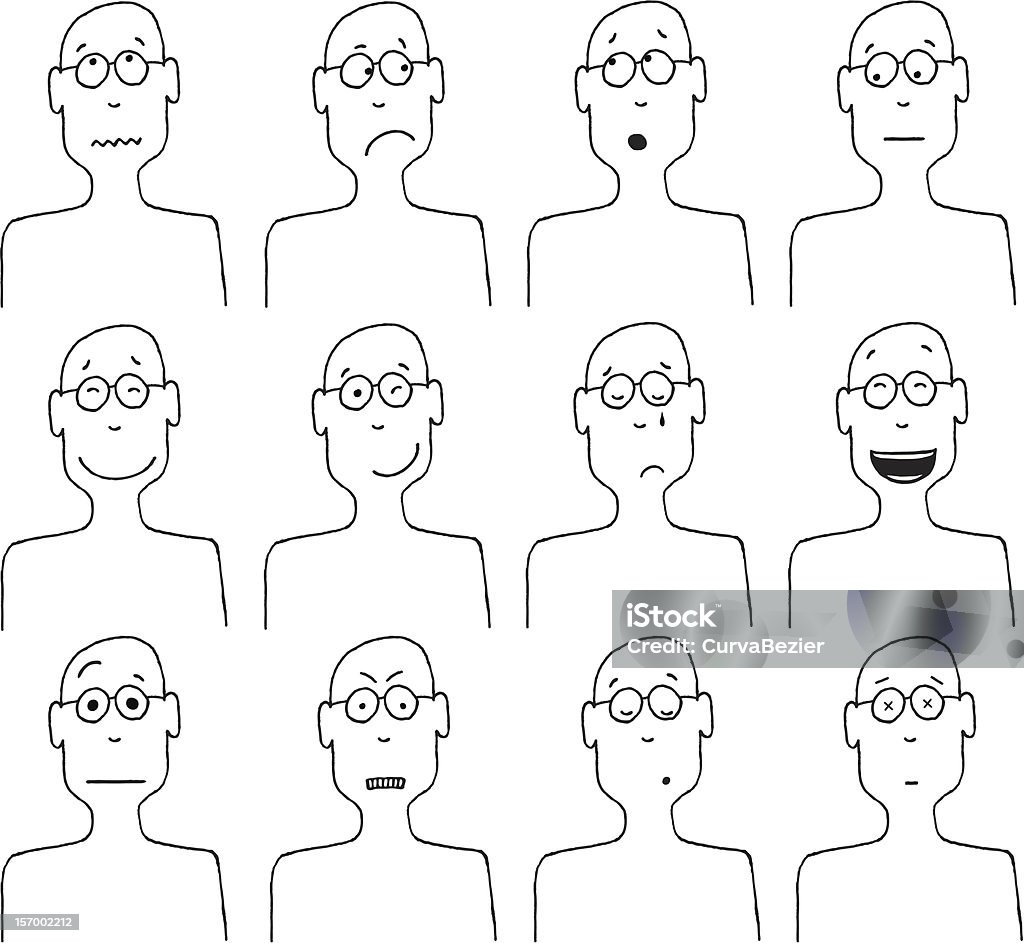 Vecteur dessin animé visages et émotions - clipart vectoriel de Affolé libre de droits