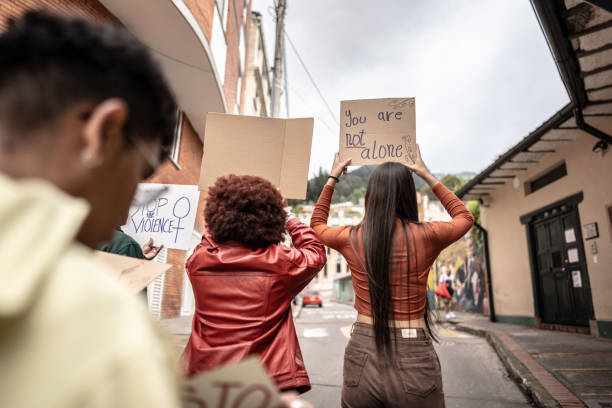 istock Protestors holding banners on a demonstration outdoors 1570023160